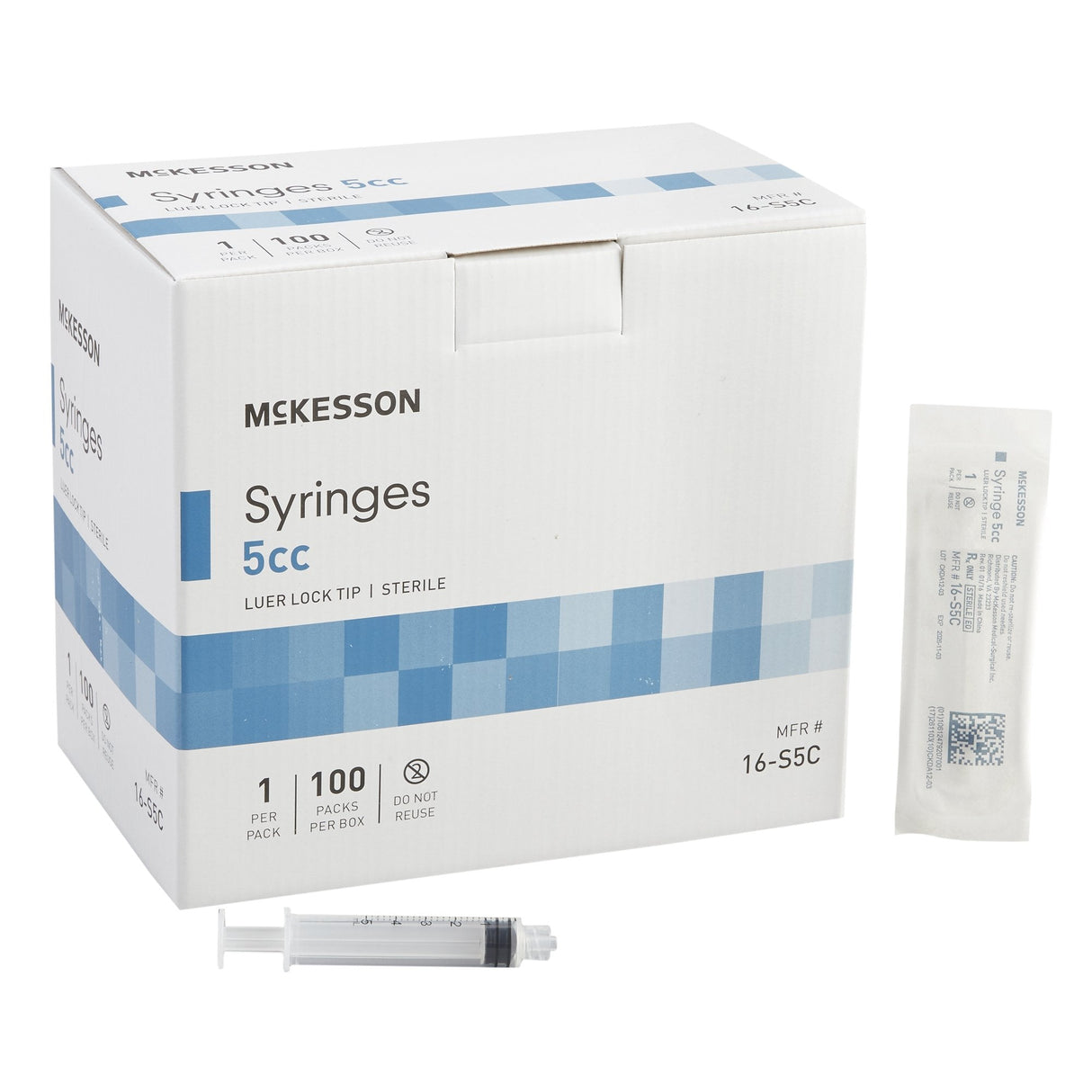 McKesson Luer Lock Syringe 5cc Sterile - 16-S5C
