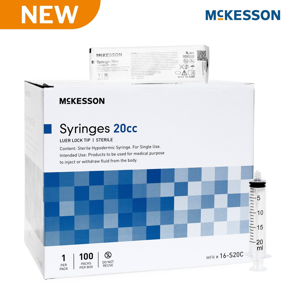 McKesson 20cc Luer Lock Tip Syringe - 16-S20C - Medical Supply Surplus