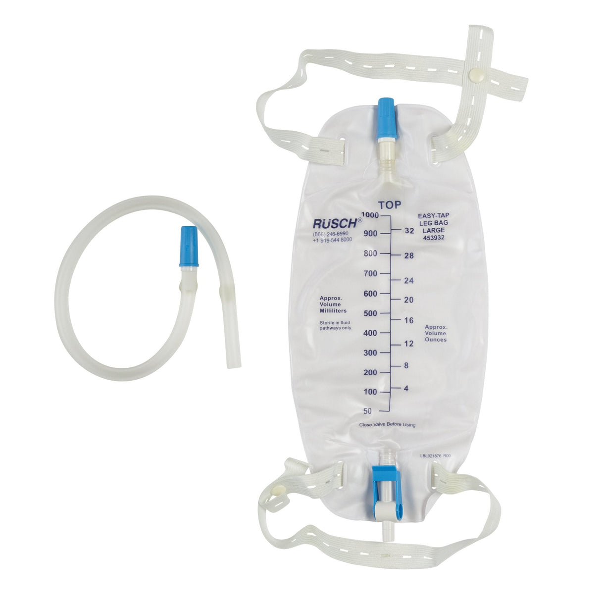 Rusch® 950 mL Anti Reflux Urinary Leg Bag - 453932 - Medical Supply Surplus