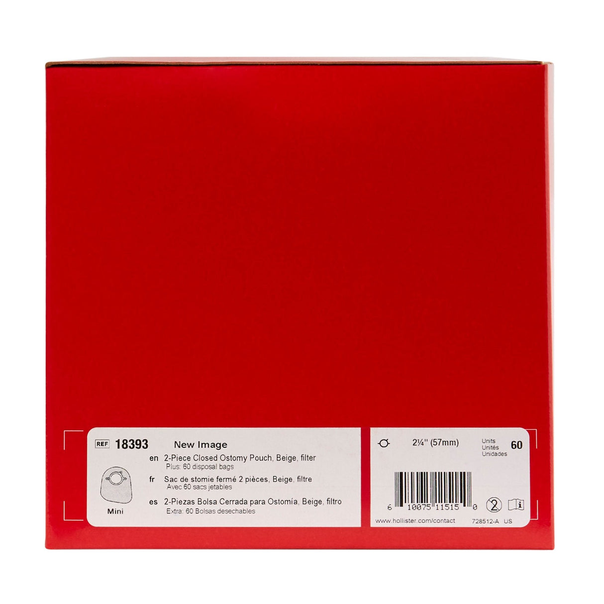 Hollister 18393 New Image™ Two-Piece Ostomy Pouch - Box of 60