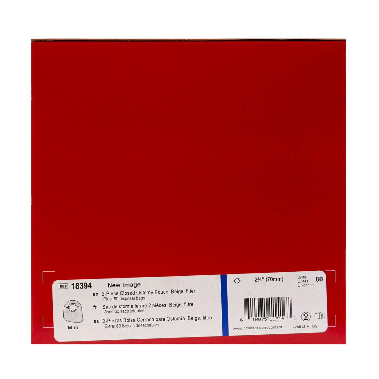 Hollister 18394 New Image™ Two-Piece Ostomy Pouch - Box of 60