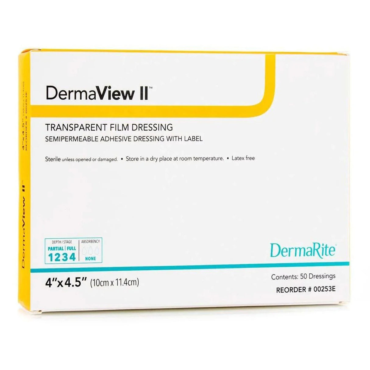 DermaView II™ 4 X 4-1/2 Inch Transparent Film Dressing