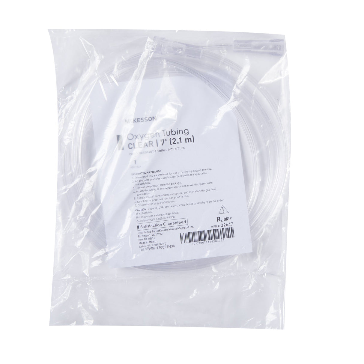 McKesson Oxygen Tubing Clear 7 Foot