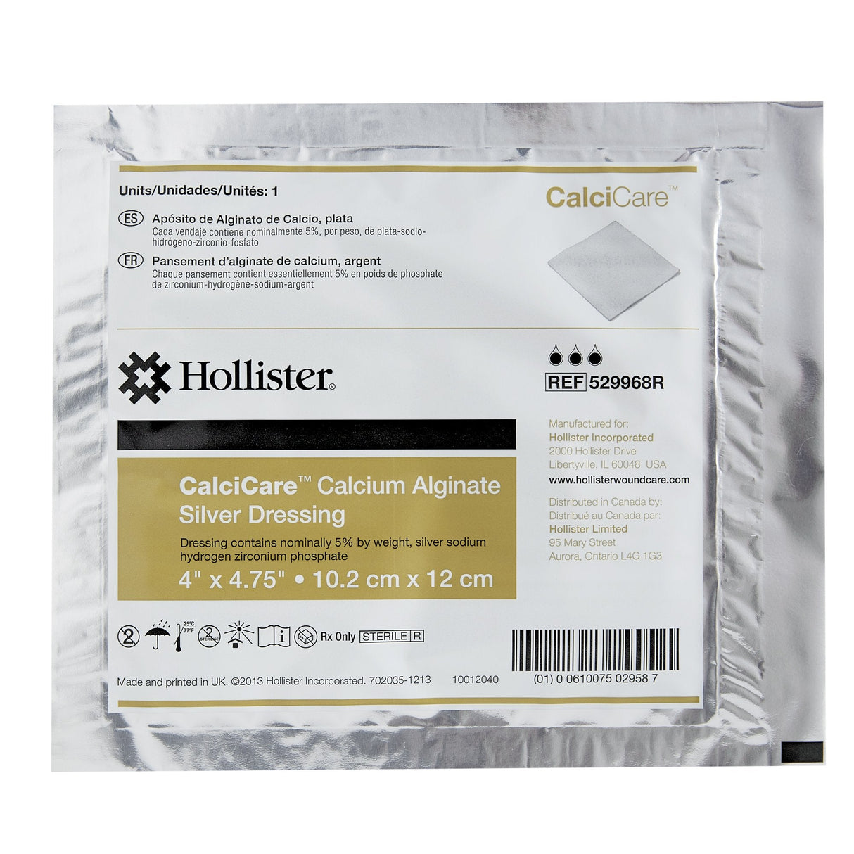 CalciCare™ 4 x 4-3/4 Calcium Alginate Dressing - Box of 10 (529968R)