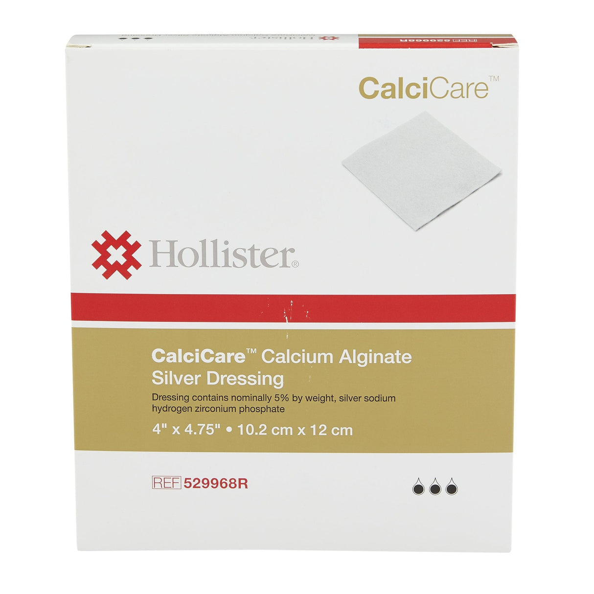CalciCare™ 4 x 4-3/4 Calcium Alginate Dressing - Box of 10 (529968R)