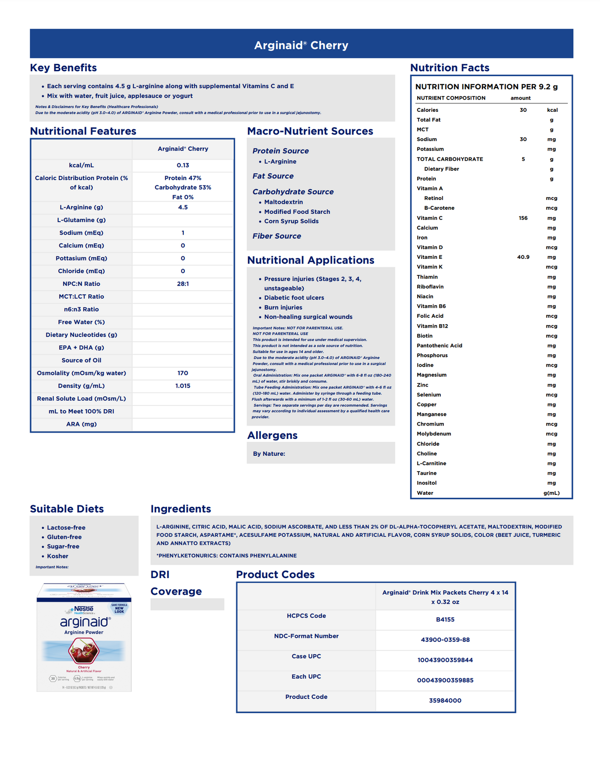 Arginaid® Cherry Flavor Powder Packets Oral Supplement - Medical Supply Surplus