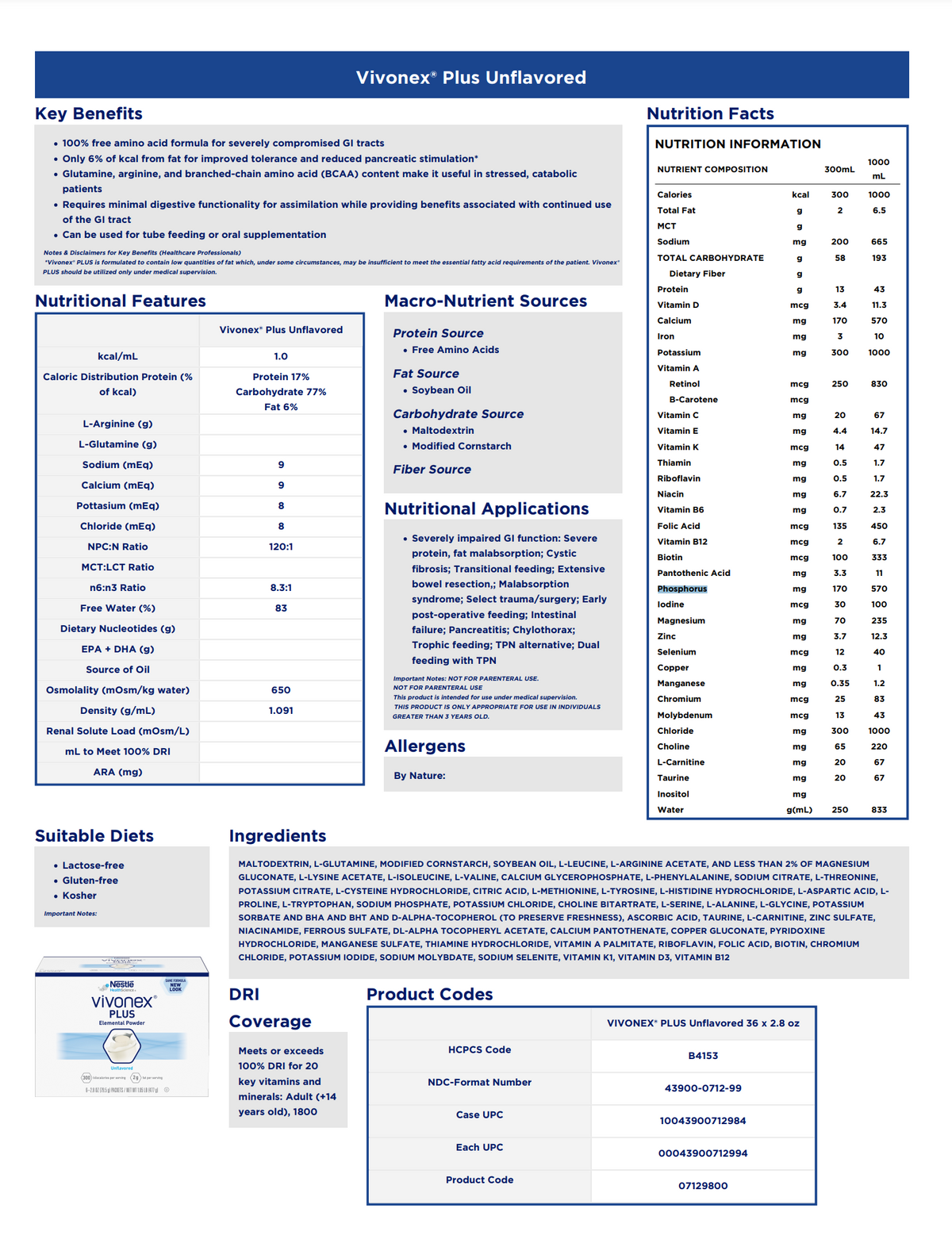 Vivonex® Plus Elemental Formula - Case of 36 - Medical Supply Surplus
