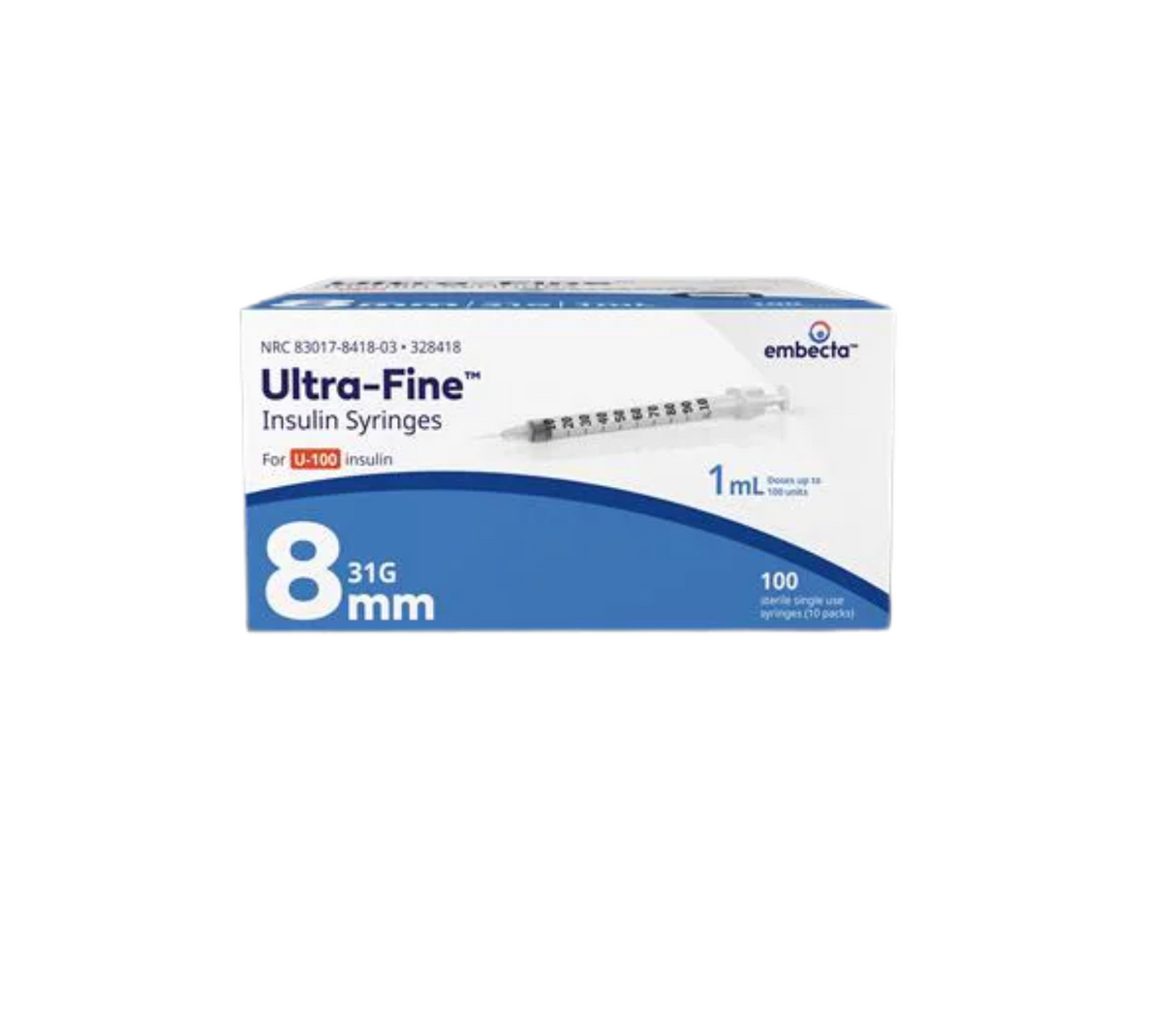 BD Ultra-Fine™ 31 Gauge Insulin Syringe with Needle 1 mL - 328418