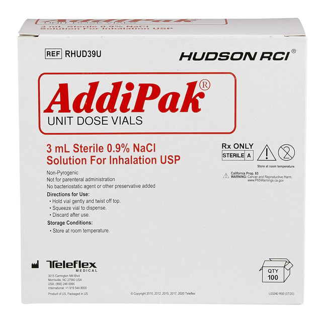 Addipak® Sodium Chloride 0.9% Inhalation Solution Unit Dose Vial 3 mL - Medical Supply Surplus