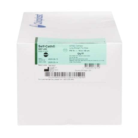 Self-Cath® Straight Tip Uncoated PVC 14 Fr. 16 Inch Urethral Catheter - Box of 50 - Medical Supply Surplus