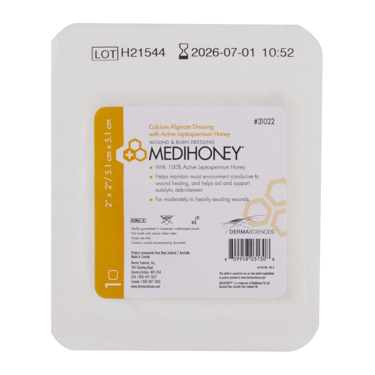 MEDIHONEY® 2 X 2 Calcium Alginate Dressing - 31022 - Medical Supply Surplus