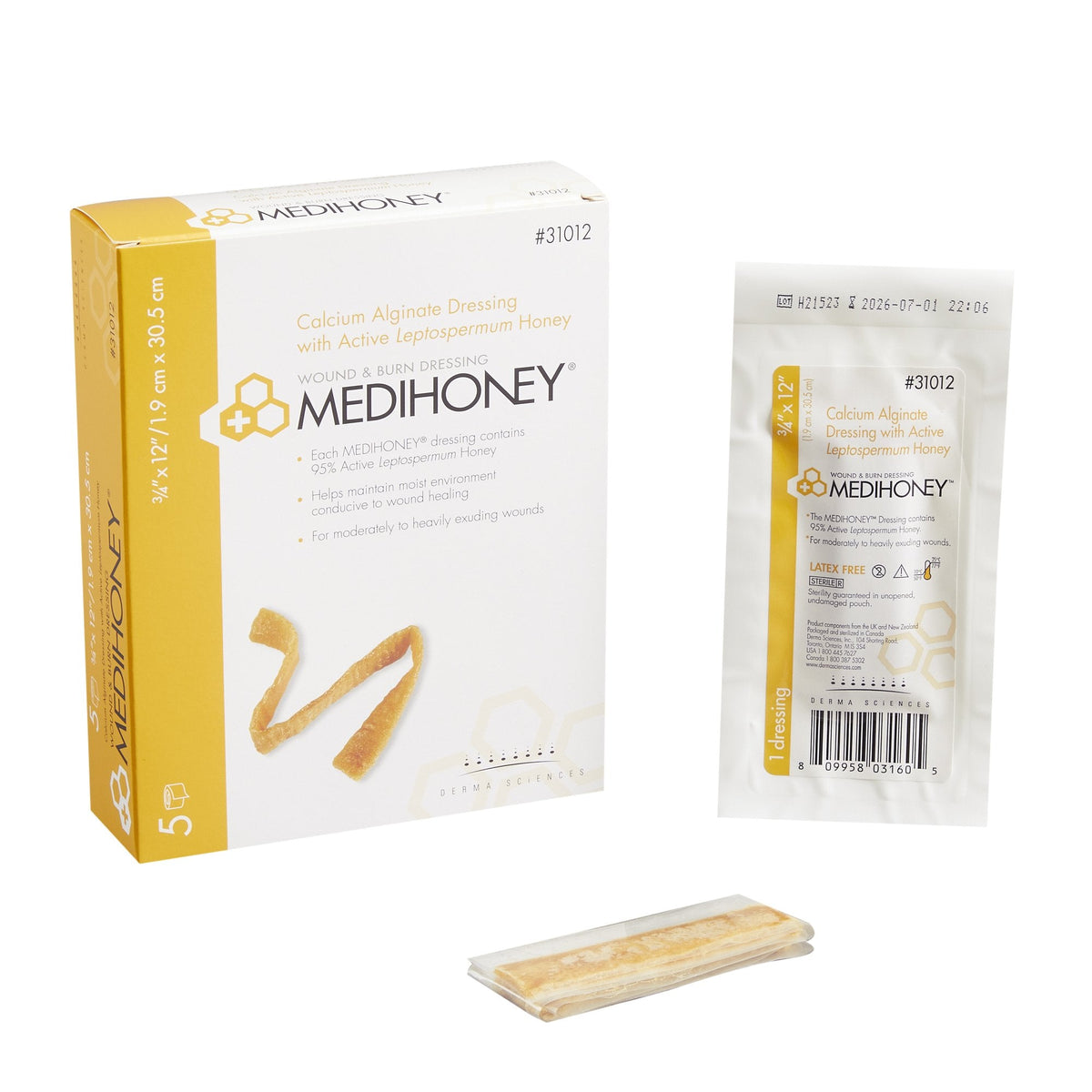 MEDIHONEY® Rope 3/4 X 12 Honey Impregnated Wound Dressing