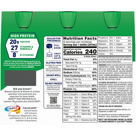 Boost® High Protein Rich Chocolate Nutritional Drink 8oz - Case of 24 - Medical Supply Surplus
