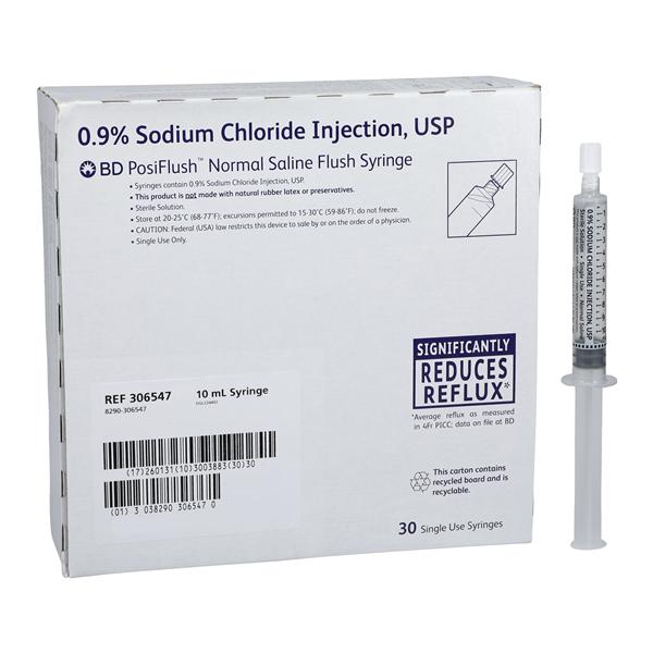 ●Brown Factor BD PosiFlush™ IV Flush Normal Saline Filled Syringe 10ml