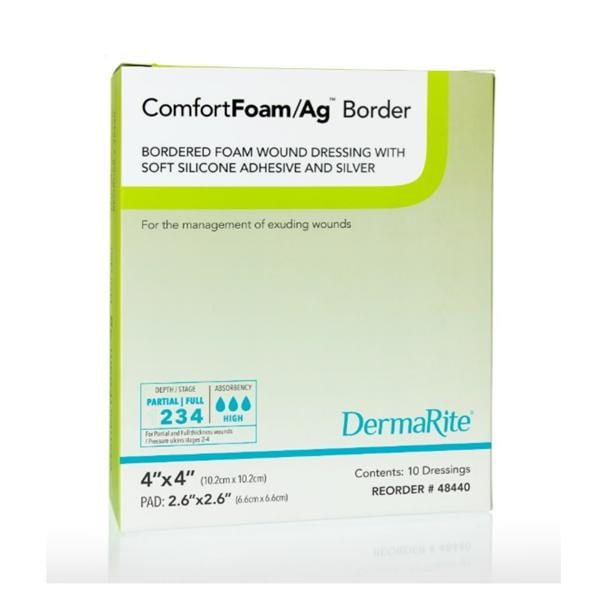 ComfortFoam/AG™ Border 4 x 4 Inch Foam Dressing - 48440