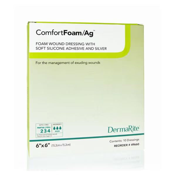 ComfortFoam/AG™ 6 x 6 Inch Foam Dressing - 49660