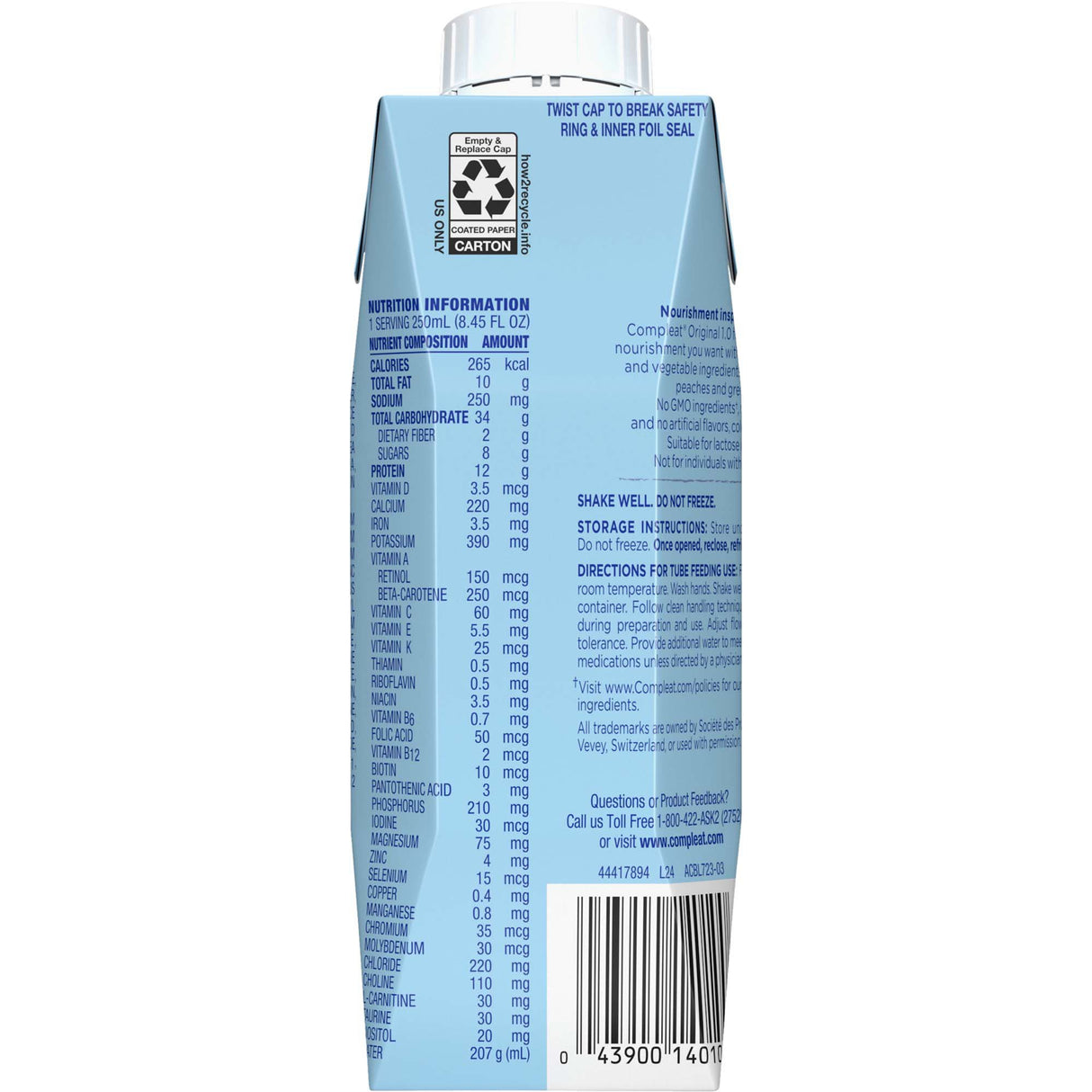 Compleat® Original 1.0 Tube Feeding Formula 8oz - Case of 24