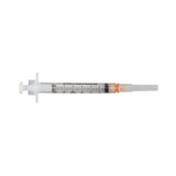 BD Integra 3 mL safety syringe with retractable needle detail