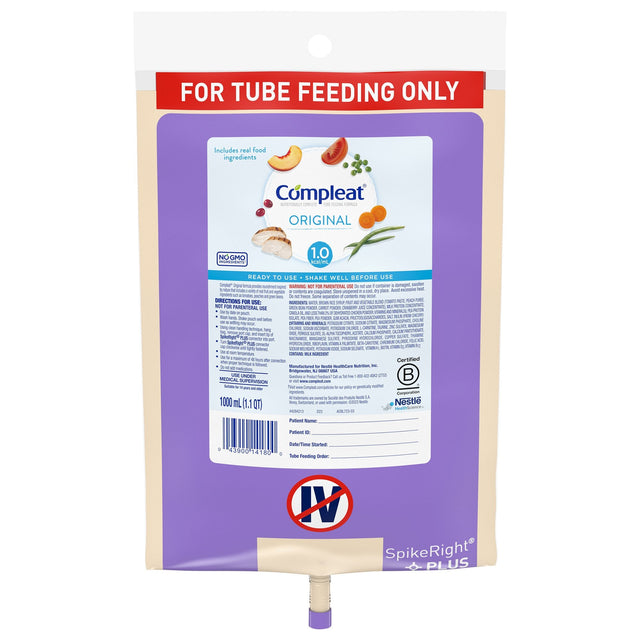 Compleat® Original 1.0 Ready to Hang Tube Feeding Formula 1000mL - 6/Case - Medical Supply Surplus