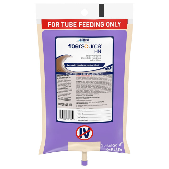 Fibersource® HN 1000mL Ready to Hang Tube Feeding Formula -  6/Case - Medical Supply Surplus