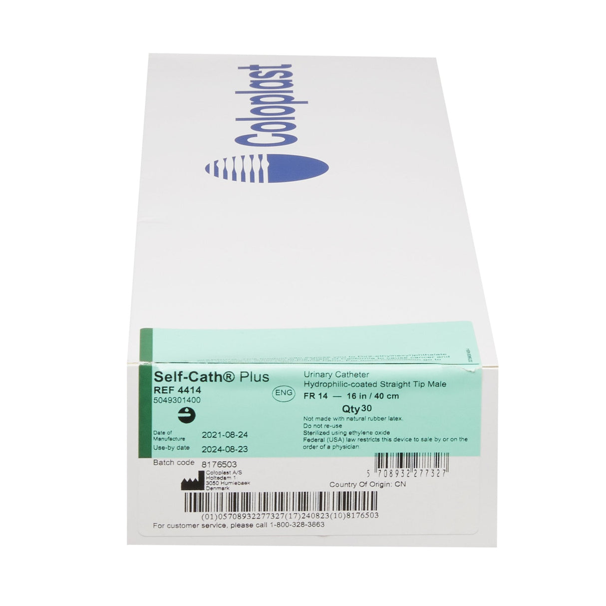 Self-Cath® Plus 14FR Straight Tip Hydrophilic Urethral Catheter - (Box of 30)