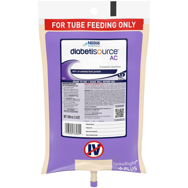 Diabetisource® AC 1500mL Ready to Hang Tube Feeding Formula -  4/Case - Medical Supply Surplus