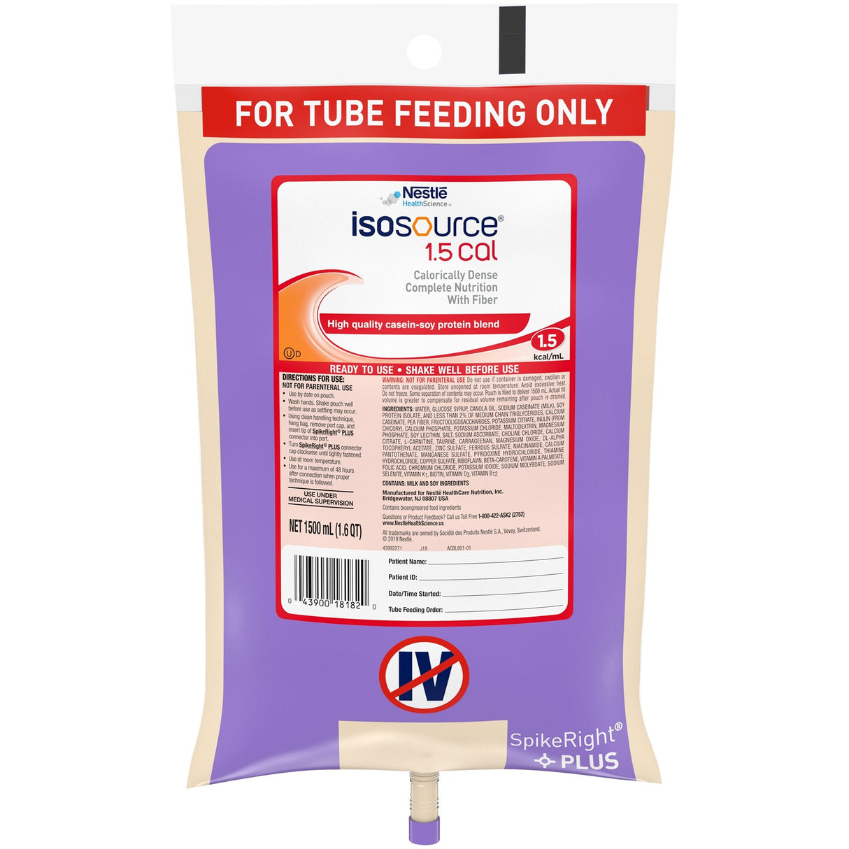 Isosource® 1.5 Cal 1500mL Ready to Hang Tube Feeding -  4/Case - Medical Supply Surplus