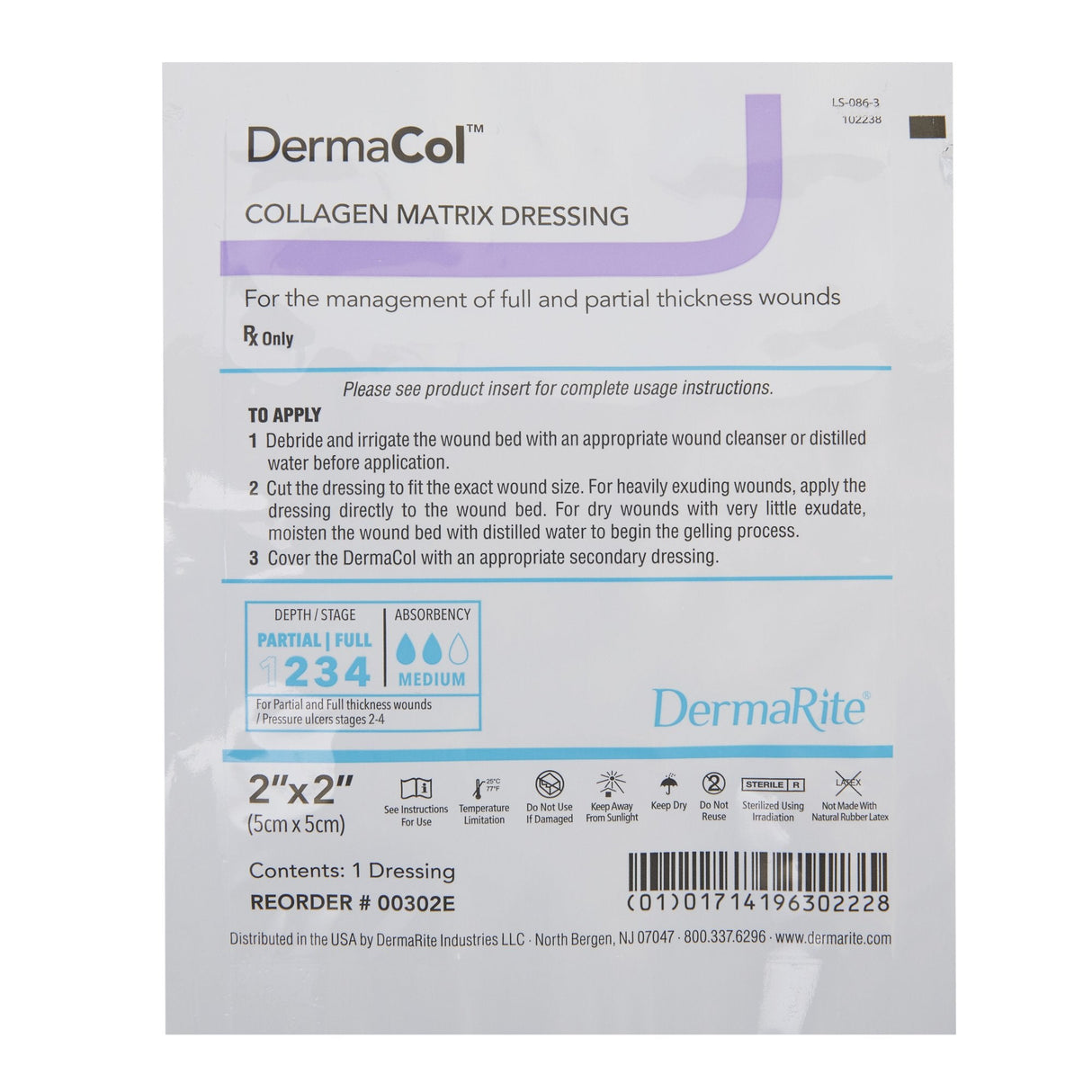 DermaCol™ 2 X 2 Collagen Matrix Dressing - Box of 10