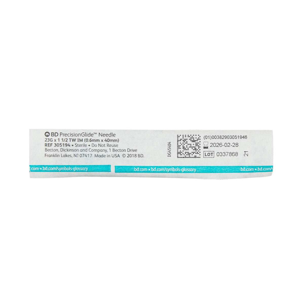 BD PrecisionGlide 23G x 1-1/2 inch needle in package