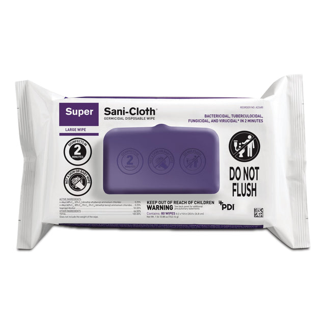 Super Sani-Cloth® Surface Disinfectant Cleaner Wipes -80 Pack - Medical Supply Surplus