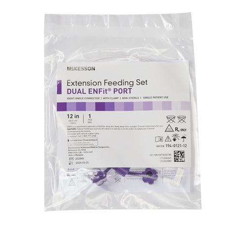 McKesson 12 Inch Extension Feeding Set Dual EnFit Port - Medical Supply Surplus