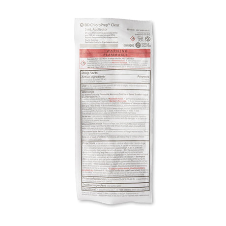 ChloraPrep™ Clear 3 mL Foam Applicator 2% / 70% Strength (930400)- Box of 25 - Medical Supply Surplus