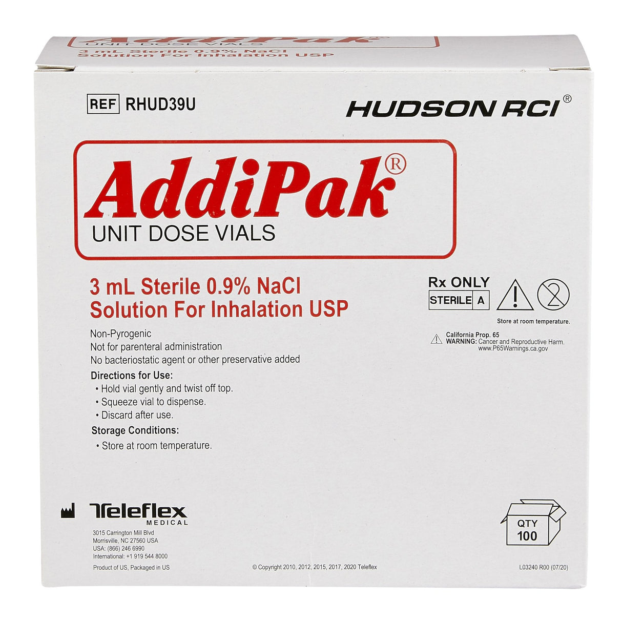 Addipak® Sodium Chloride 0.9% Inhalation Solution Unit Dose Vial 3 mL - Medical Supply Surplus