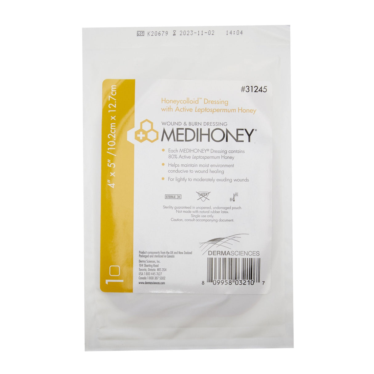 MEDIHONEY® Honeycolloid™ 4 X 5 Dressing without Adhesive -  31245 - Medical Supply Surplus