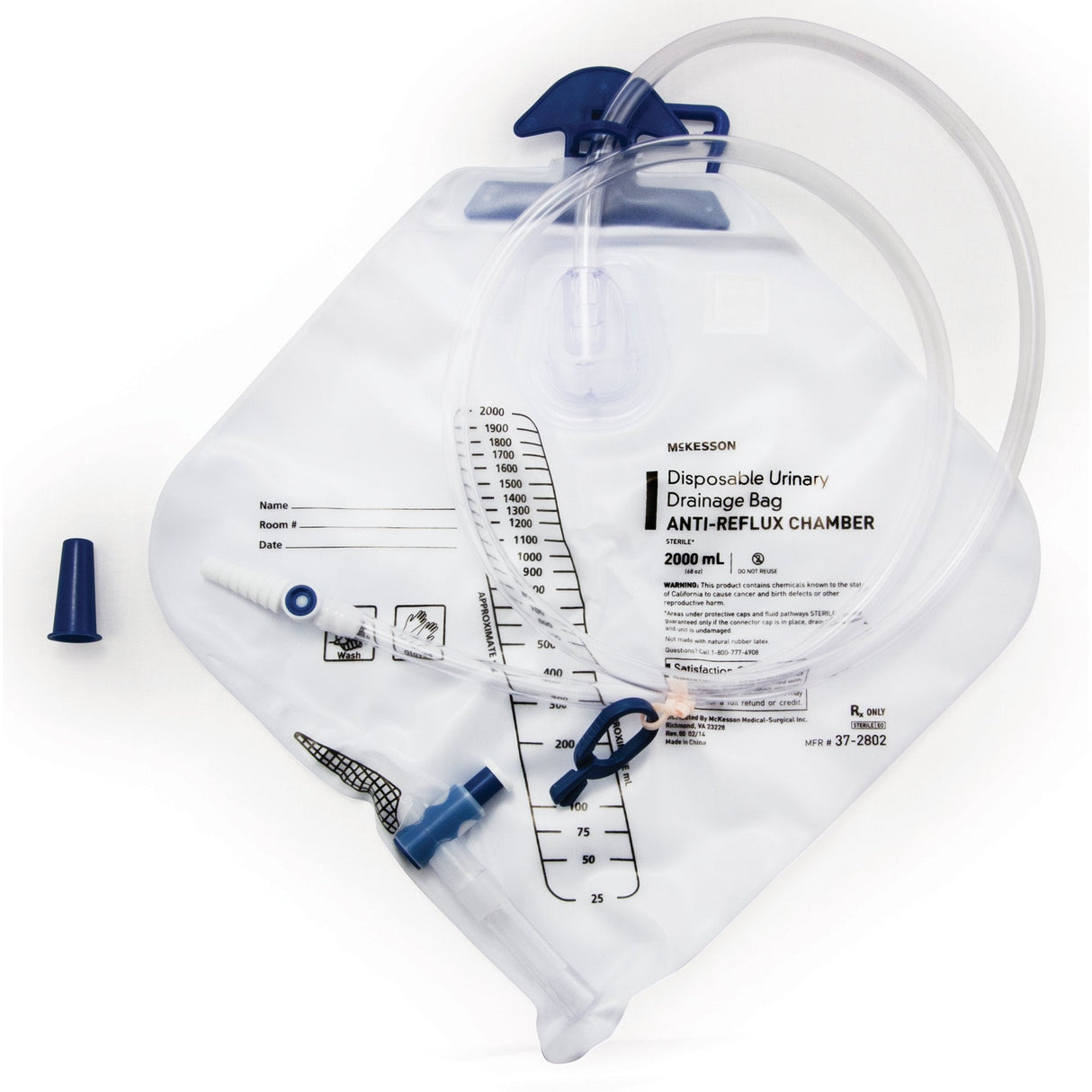 McKesson Anti-Reflux 2000 mL Urinary Drain Bag - Medical Supply Surplus