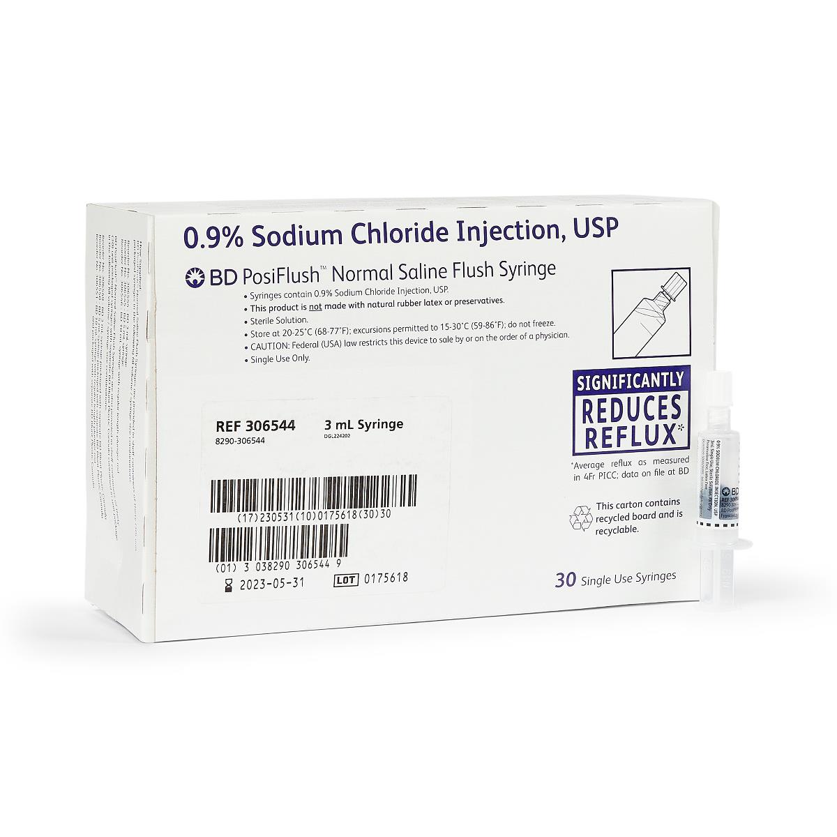 BD PosiFlush™ IV Flush Normal Saline Filled Syringe 3ml - 306544 - Medical Supply Surplus