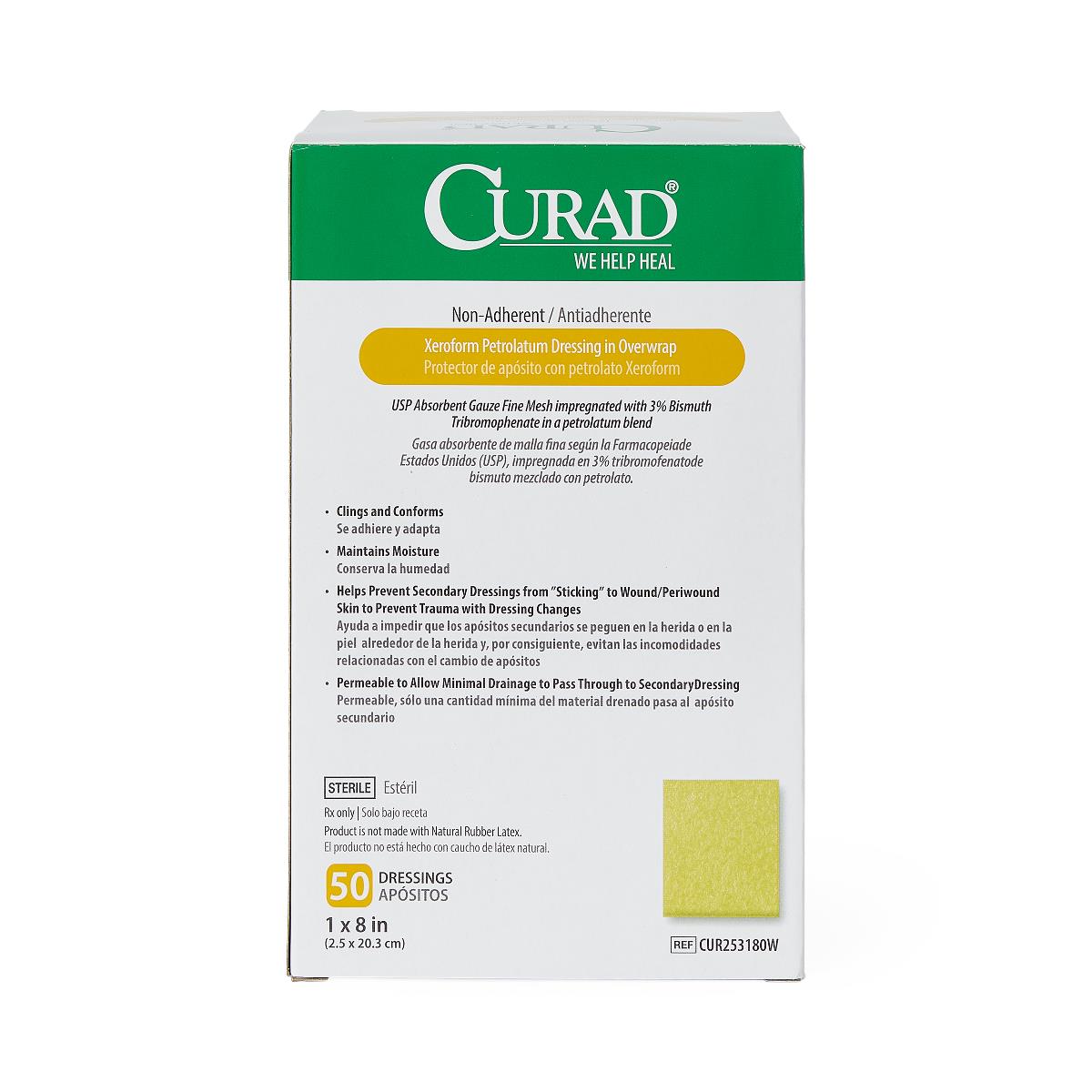 Curad® Xeroform 1 x 8" Petrolatum Dressing in Overwrap