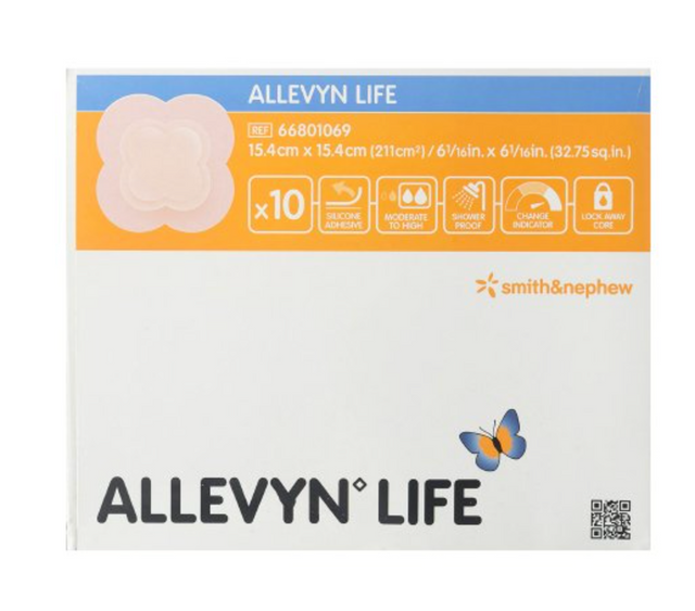 Allevyn Life 6 X 6 Inch Quadrilobe Silicone Adhesive with Border - Box of 10 - Medical Supply Surplus