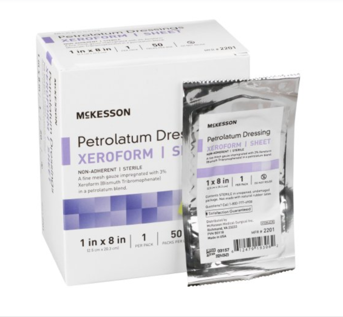 McKesson Xeroform™ Petrolatum Impregnated Dressing 1"x 8" - 2201 - Medical Supply Surplus