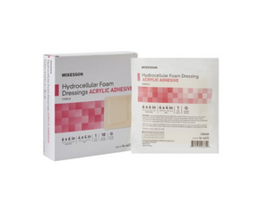 McKesson Hydrocellular Foam Bordered Dressing 6" x 6" - 16-4672 - Medical Supply Surplus