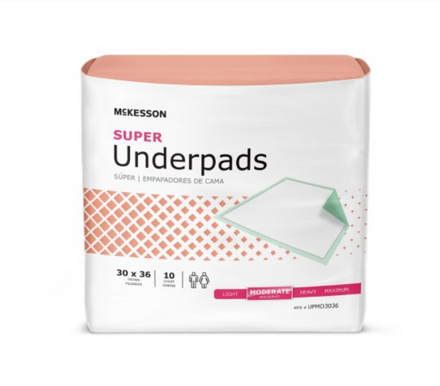 McKesson Super UPMD3036 30 X 36 Inch Disposable Underpad- Case of 100 - Medical Supply Surplus